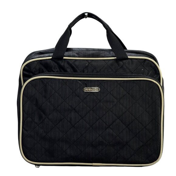 Findcozy Black Quilted Nylon Toiletry Bag Multiple Zipper Compartments  Handles - Picture 1 of 14